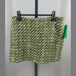 NEW United Colors Of Benetton Skirt Womens Medium 8 green pink tweed colorful